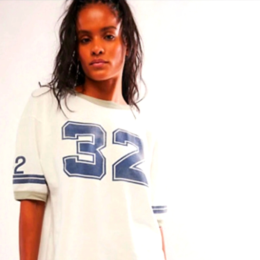 COPY - NWOT FREE PEOPLE X RAGABOND Lost & Found Ringer Tee In Navy MSRP $98 Siz…